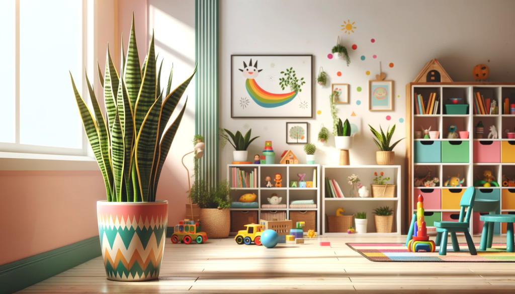 Sansevieria in a pot in a children's room
