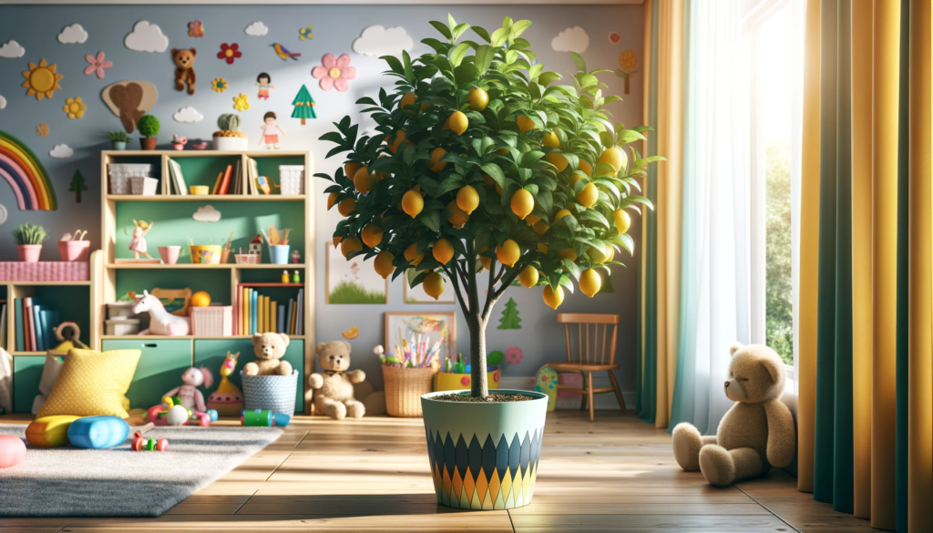 lemon tree in children's room